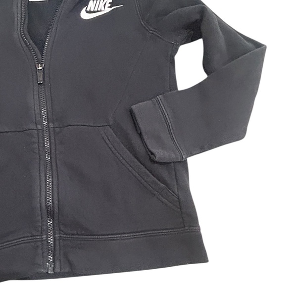 Nike Kids Black Zip-Up Hoodie cotton blend with White Swoosh size medium - Picture 3 of 6
